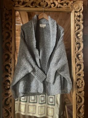Anthropologie Soft Gray Blue Open-Front Shawl Cardigan